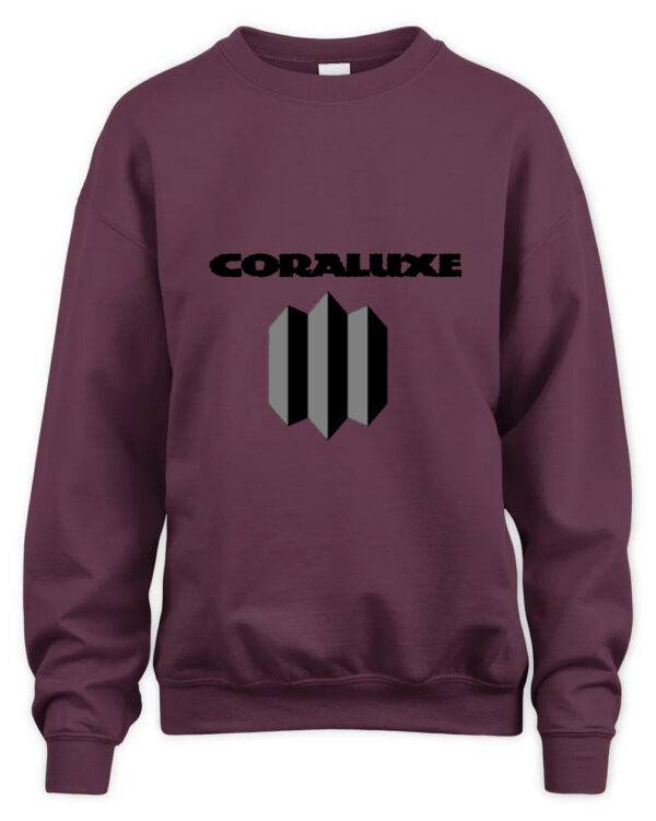 Minimalist Pullover with Textured CORALUXE Branding and Geometric Design