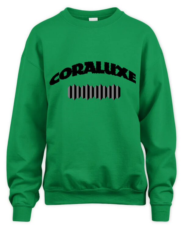 Contemporary Graphic Sweatshirt Featuring CORALUXE Name and Symbol Design